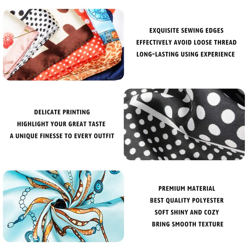 COOLANS 10 PCS Mixed Set Scarf,Fashion Square Satin Neck Scarf Head scarf for Women Hair Scarf Bundle 20 inch x 20 inch (Set A (10 pcs)) - Image 4